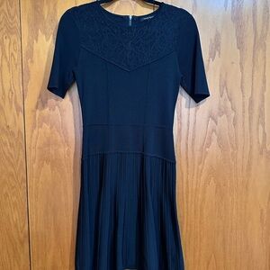 Black Women's Lace-Trim Fit & Flare Dress